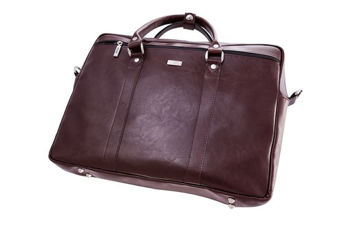 Burgundy leather shoulder laptop bag KILBRIDGE