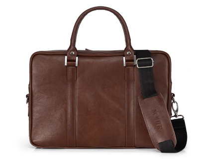 Vegetable tanned laptop bag Solier SL25 Harvey dark brown