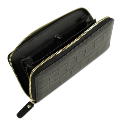 Genuine leather woman's laptop bag FL25 black with snake pattern