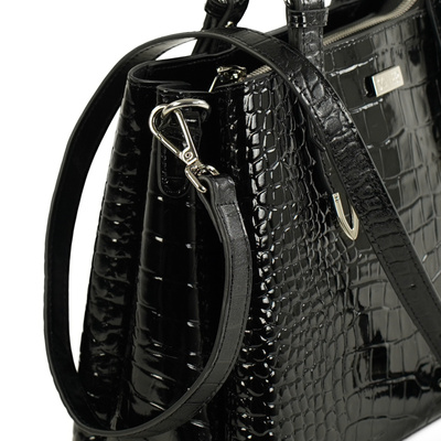 Skórzana elegancka torba tote na ramię Solier FL45 Veloria czarna