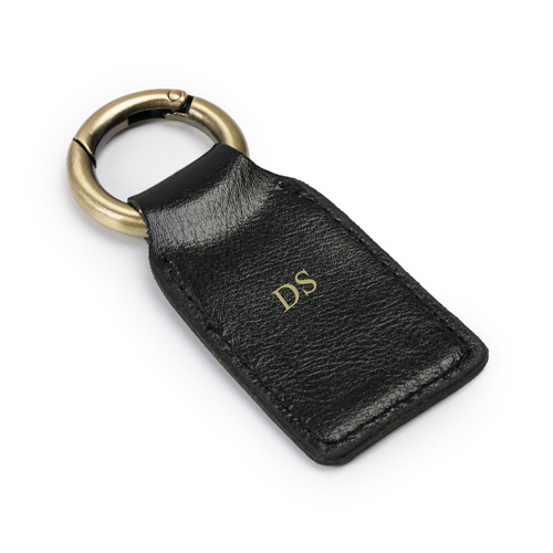 Personalised leather key ring Solier SA61 black