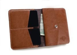 Slim leather men's wallet with coin holder SOLIER SW15 SLIM BROWN