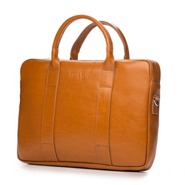Cognac leather shoulder laptop bag SL20 EDYNBURG