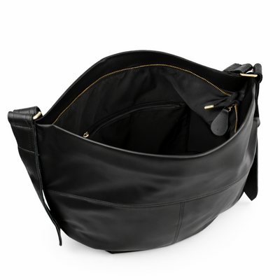 Skórzana torba shopper hobo Solier FL46 SELINE czarna 