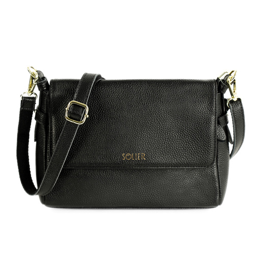 Skórzana listonoszka na ramię FL52 ALESSA czarna