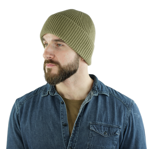 Wełniana czapka 100% wełny MERIN - khaki