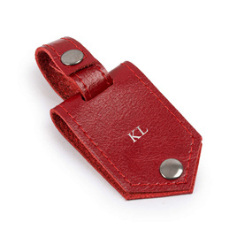 Personalised leather key ring Solier SA60 red