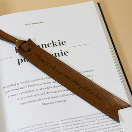 Personalized leather bookmark light brown