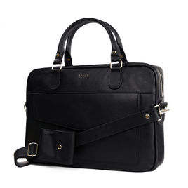 Genuine leather woman's laptop bag FL25 black with snake pattern