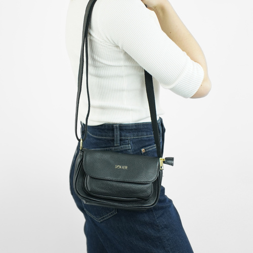 Genuine leather woman's laptop bag FL25 black with snake pattern