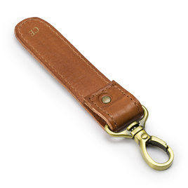 Personalised leather key ring Solier SA64 vintage brown vegetable tanned leather