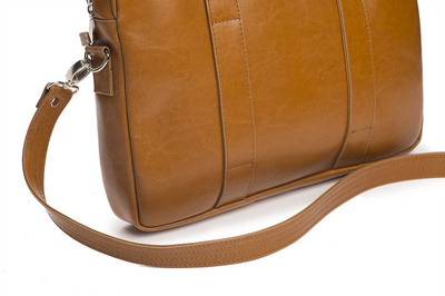 Cognac leather shoulder laptop bag SL20 EDYNBURG