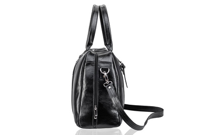 Black leather men`s weekend bag HAMILTON