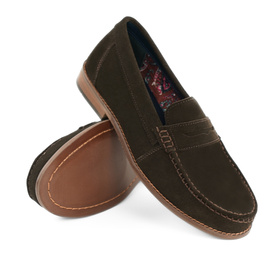 Men's stylish leather Chukka shoes / boots dark brown M467DBS