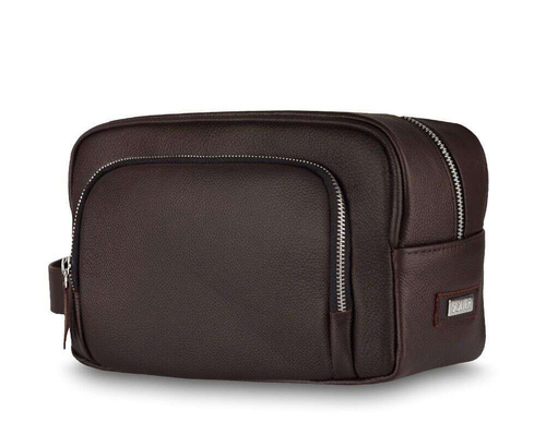 Elegant genuine leather men's beauty bag SK04 SOLIER dark brown