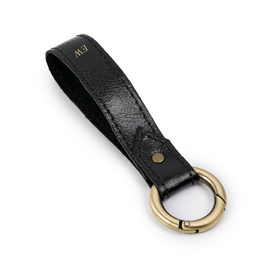 Personalised leather key ring Solier SA63 black