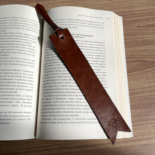 Personalized leather bookmark light brown