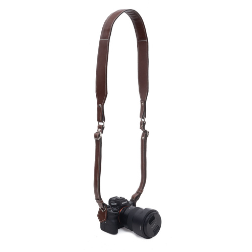 Personalised neck camera strap SA48 brown vintage