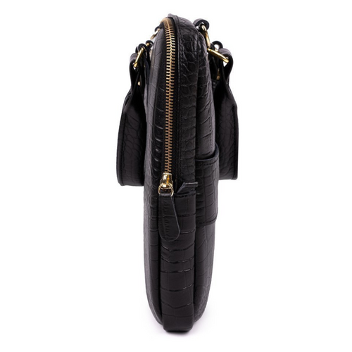 Genuine leather woman's laptop bag 13,3'' FL26 Alcamo black with snake pattern