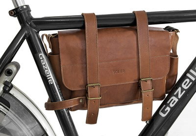 Genuine leather bicycle bag Assen SR02 dark brown