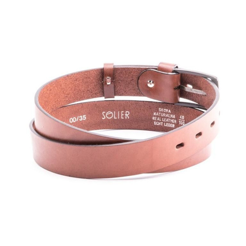 Elegant light brown leather belt SOLIER SB11