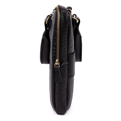 Genuine leather woman's laptop bag 13,3'' FL26 Alcamo black with snake pattern