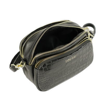 Skórzana torebka damska crossbody Solier FL59 AMORIA czarna