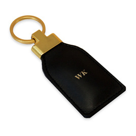 Personalised leather key ring Solier SA30 black mat