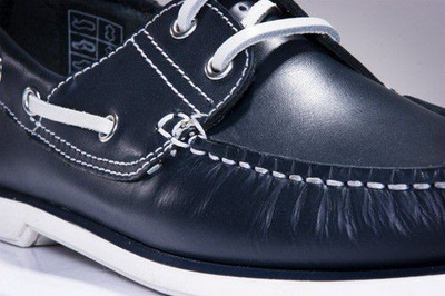 Genuine leather men's navy moccasins boat shoes