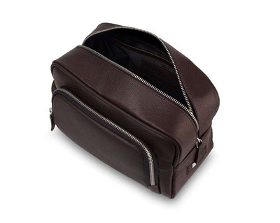 Elegant genuine leather men's beauty bag SK04 SOLIER dark brown