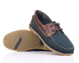 Men's leather moccasins navy blue M551CN