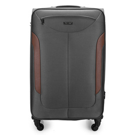 Large soft luggage L Solier STL1801 dark grey-brown