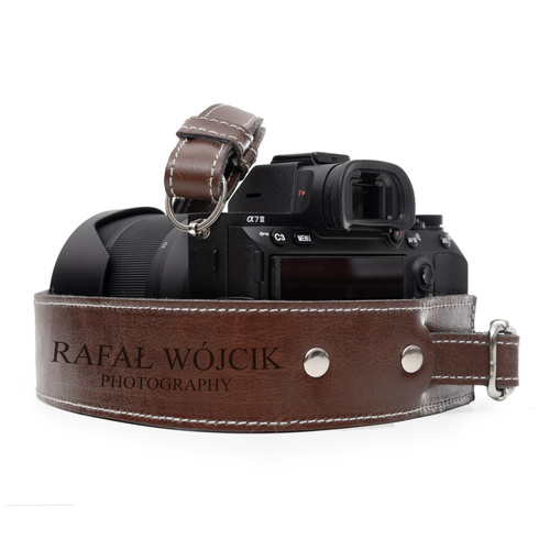 Personalised camera neck strap straight SA49 brown vintage