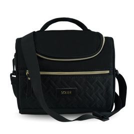 Torba termiczna Solier lunch box - elegancka torba izolacyjna z długim paskiem na ramię - czarna