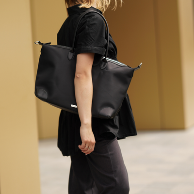Nylonowa Torba damska shopper Solier FB48 Lestia granatowa