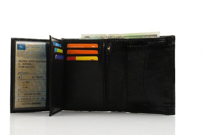 Elegant black leather wallet SOLIER SW01B