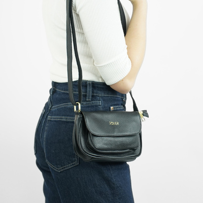 Genuine leather woman's laptop bag FL25 black with snake pattern