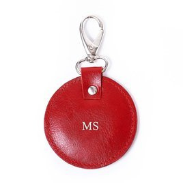 Personalised leather key ring Solier SA27 red