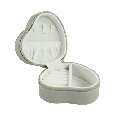 Personalizowana szkatułka na biżuterię w kształcie serca - szara