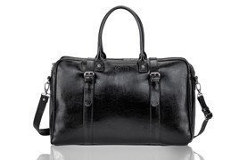 Black leather men`s weekend bag HAMILTON