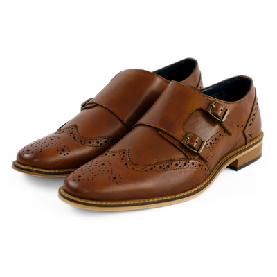 Men's stylish leather Chukka shoes / boots dark brown M467DBS