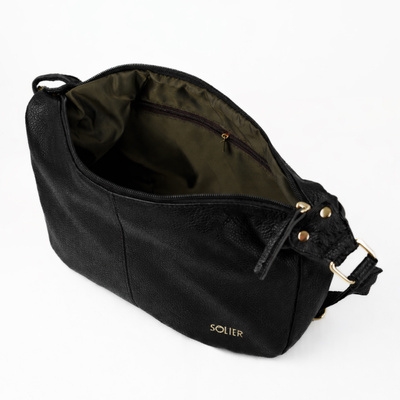 Genuine leather woman's laptop bag FL25 black with snake pattern