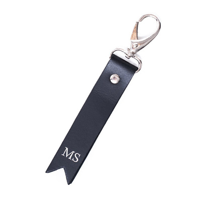 Personalised leather key ring Solier SA28 black mat