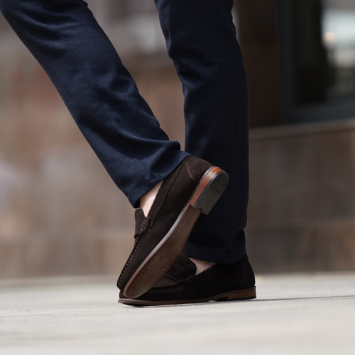 Men's stylish leather Chukka shoes / boots dark brown M467DBS