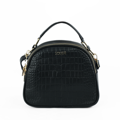 Genuine leather woman's laptop bag FL25 black with snake pattern