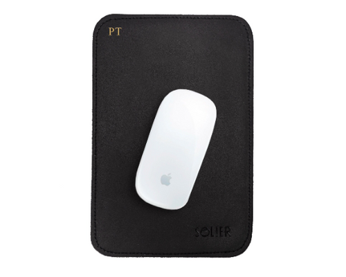 Personalised genuine leather mouse pad Solier SA42 black