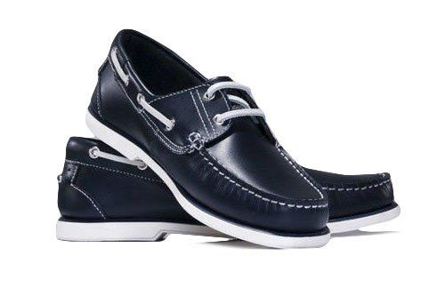 Genuine leather men's navy moccasins boat shoes