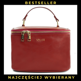 Elegant genuine leather women's beauty bag FK01 Solier red