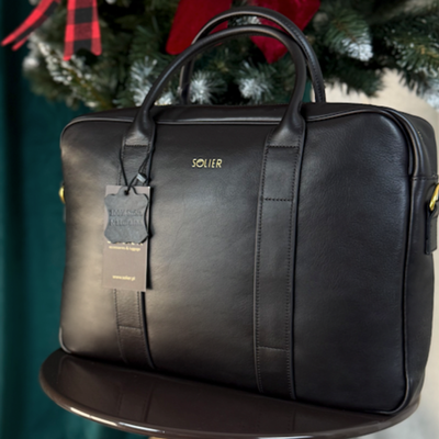 Brown leather shoulder laptop bag SL20 EDYNBURG