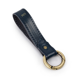 Personalised leather key ring Solier SA63 navy